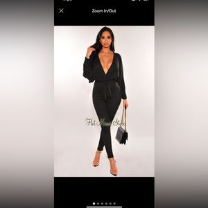 Hot Miami Styles Black Kimono Sleeves Belted Jumpsuit Size Small